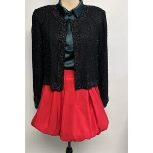 Retro Cherry Red Bubble Hem Mini Skirt XS Skater Holiday Party MOD Preppy NWT